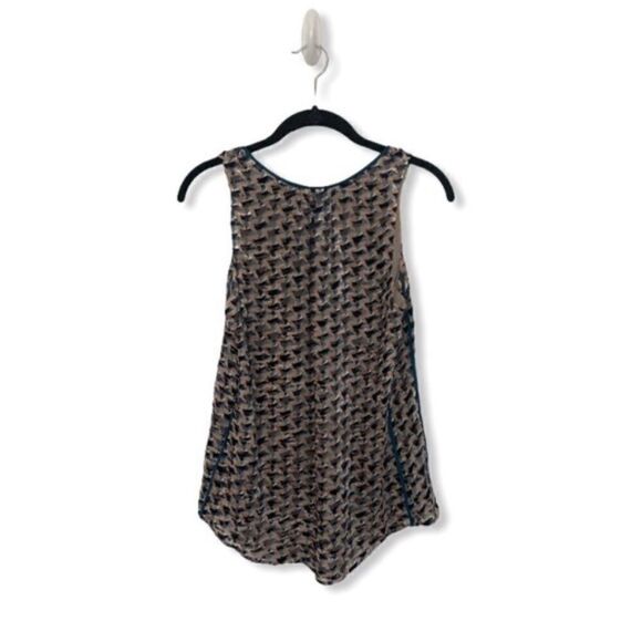 Marc by Marc Jacobs XS Puzzle Print Devore Velvet Sleeveless Blouse Tank Top Blu - Picture 3 of 7